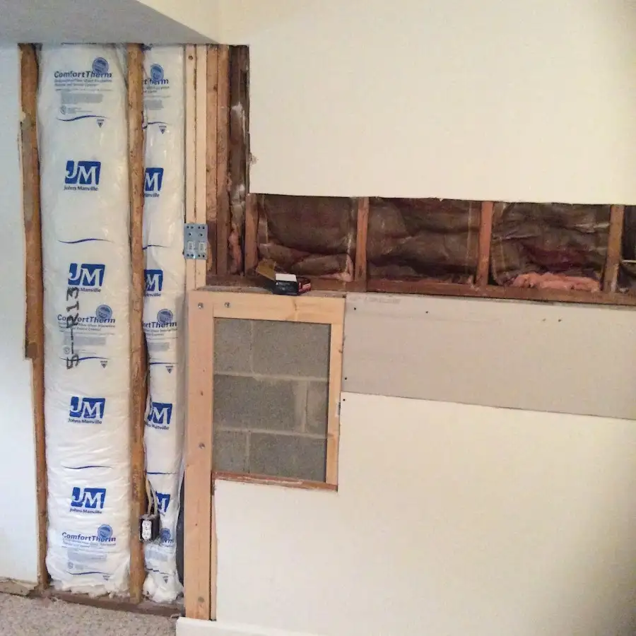 Wall insulation replacement during Basement Flood Cleanup in Wheaton